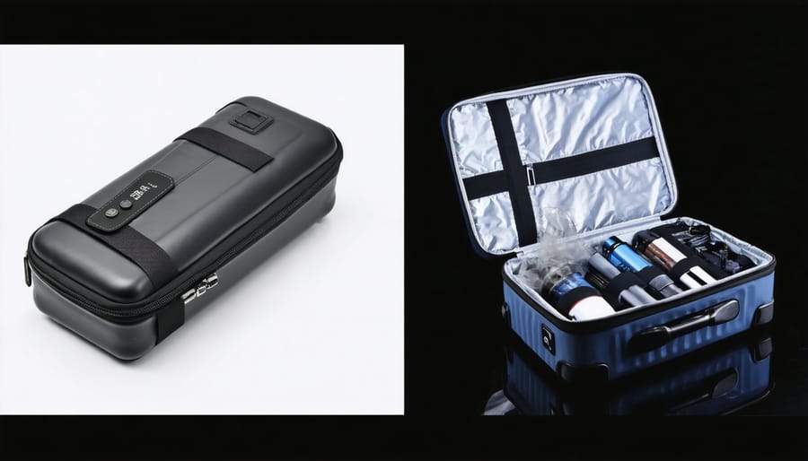Organized packing demonstration of vaping devices and accessories in TSA-compliant format